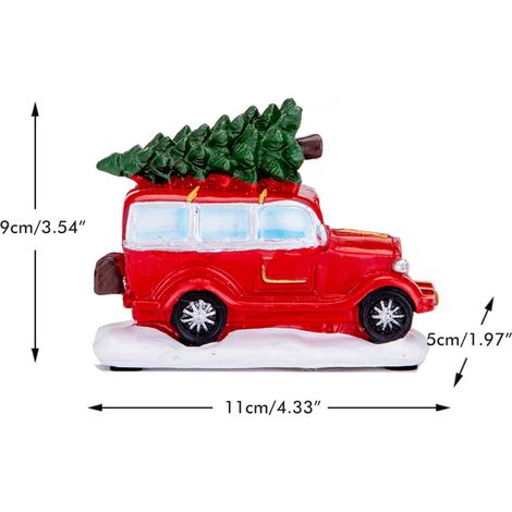 Décoration de table lumineuse de Noël à LED en résine, représentant une voiture vintage, une montgolfière et une boutique de snacks. Ornement de bureau idéal pour les fêtes de fin d'année. Cadeau parf (1/5)