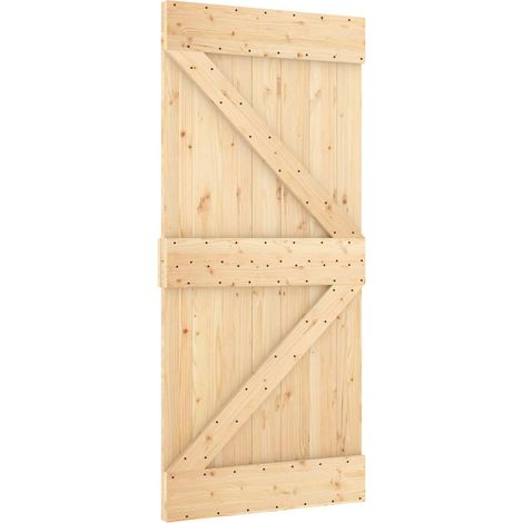 Sliding Door NARVIK Natural and Black 95 x 210 cm (213.5 cm) vidaXL