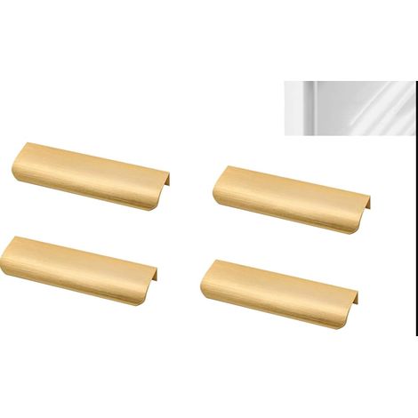 Sollbry Poignee Meuble Dorée, 4 Pièces Poignées de Meuble Cachées , 75 MM, Poignées Tiroir D'Armoire Cachées, Poignée Profil Cuisine, pour Tiroirs, Armoire, Armoires À Chaussures Or (1/4)