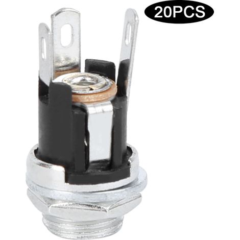 20 pièces connecteur femelle jack alimentation DC à visser sur panneau 5,5 x 2,1 mm fixation par écrou pour montage encastré DC025M (1/5)