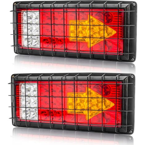 2PCS Feux de Remorque LED 12V 24V,Universel Feux Arrières LED Indicateur de Clignotant Flèche avec filet de fer pour Camion Remorque Caravane Tracteur (1/5)