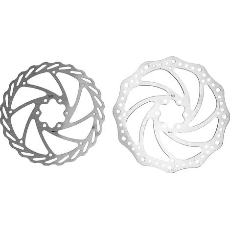 Deux disques de frein pour vélo, de 160 mm et 180 mm de diamètre, avec boulons à 6 trous, adaptés aux VTT et aux vélos de route. (1/5)
