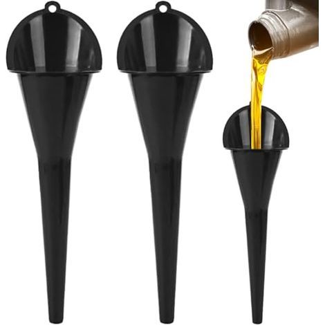 Entonnoir long Fin,Entonnoir de remplissage,entonnoir à carburant, 2 Pack entonnoir huile moteur essence additif moto ferme agricole utilisation pratique,29CM (Schwarz) Noir - (1/5)