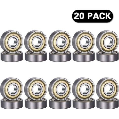 20 pièces 608 ZZ Roulement à billes, 608ZZ Métal double blindage miniature Deep Groove Skateboard imprimante 3D Roulements à billes (8 X 22 x 7 mm).. (1/5)