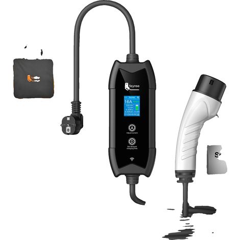 Chargeur de voiture électrique, portable avec contrôle par application, câble de 5 m, Fiche Schuko APP- EU, TYPE2 (1/2)
