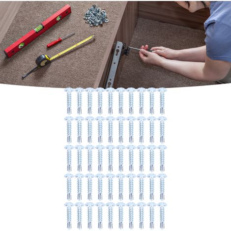 50 vis autoperceuses Phillips en acier au carbone zingué bleu-blanc, tête ronde 4,2 x 19 mm (1/5)