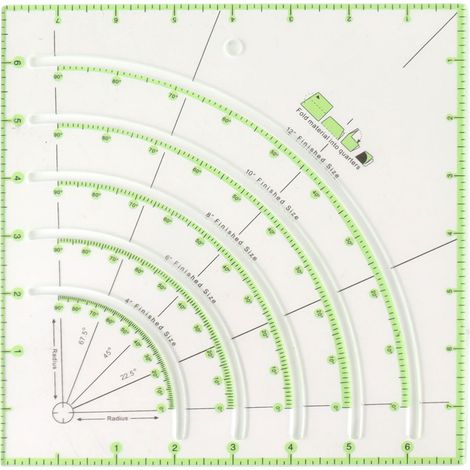 8-Zoll-Patchworklineal aus Acryl, multifunktional mit transparenten Bögen und Kreisen für präzises Schneiden beim Nähen und Basteln. (1/5)