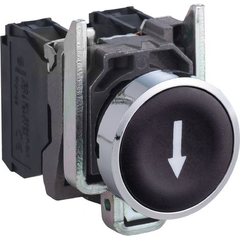 Harmony bouton-poussoir noir Ø22 retour à ressort encastré noir flèche bas 1NO - XB4BA3351