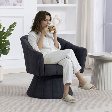 Chaise rotation 360° assise ergonomique dossier ergonomique accoudoirs enveloppants design moderne base stable gris foncé (1/5)