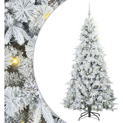 Sapin de Noël Arbre de Noël Artificiel à Branches Articulées Blanc 180 cm (1/5)