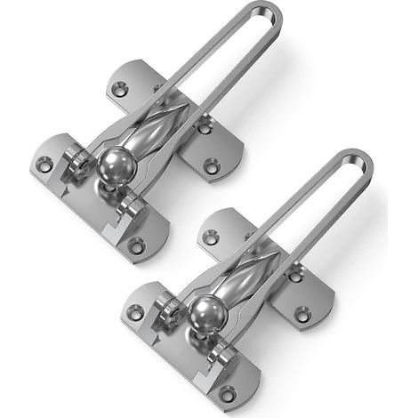 Lot de 2 verrous de porte haute sécurité pour la maison, loquet de sécurité intérieur pour porte d'entrée s'ouvrant vers l'extérieur, verrou de renforcement de porte à l'épreuve des enfants, robuste (1/5)