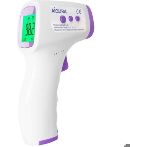 Thermometre Frontal - Infrarouge Sans Contact - Lecture en Moins de 1 Seconde - Précision ±0,2 °C - Affichage LCD avec Code Couleur - 1 Pièce (1/4)