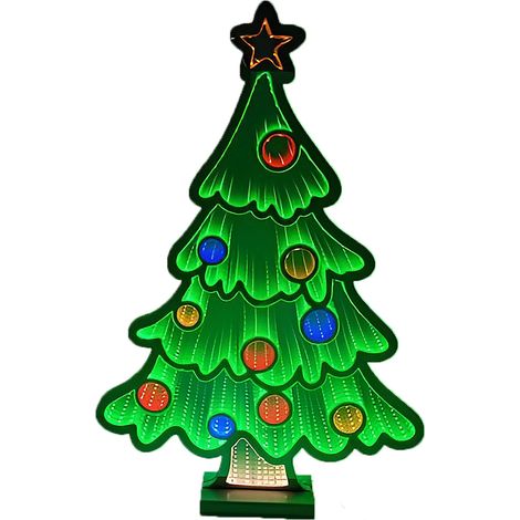 Albero di natale tridimensionale 3D luminoso luci led cm63 con stella palline natalizie decorazione allestimento vetrina casa ufficio (1/4)