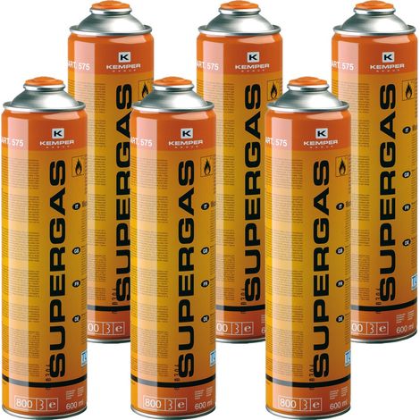 Pack de 6 Cartouches gaz 330g Bouteilles Butane propane 600ml Kemper Bonbonne gaz universelle valve 7/16
