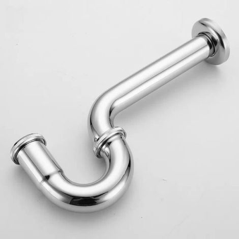 Tuyau De Drainage Mural - Acier Inoxydable - Siphon En P - Compatible Sortie 40/50 Mm - Pour Lavabo Vanité Évier - 1 Pièce (1/4)