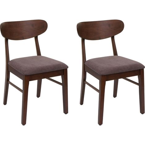 Lot de 2 chaises de salle à manger cuisine avec dossier en tissu couleur taupe cadre en bois 040007383 (1/5)
