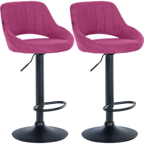 Lot de 2 tabourets de bar Milet en tissu Violet Métal noir mat