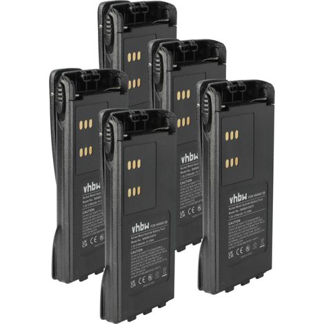 vhbw 5x Akku kompatibel mit Motorola HT1200, HT1250.LS, HT1225, HT1250, HT1250-LS, GP680, HT1250.LS+ Funkgerät, Walkie Talkie (2100 mAh, 7,2 V, NiMH)