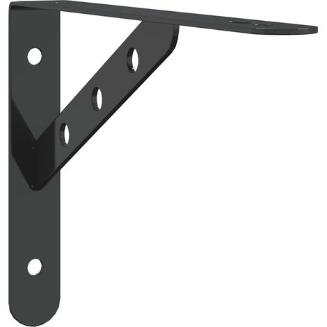 Supports d'étagères 4 pcs 23,5x2,5x15,5cm noir acier inoxydable (1/5)