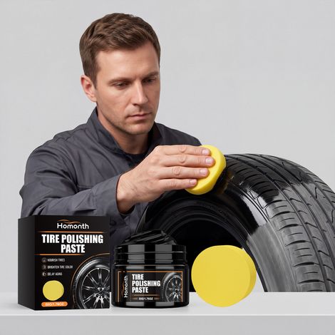 Tire care cream for daily car tire maintenance, enhancing blackness, polishing, and giving tires a shiny, new look -- 50g1 + sponge1 -- BIEMMEDUE (1/5)