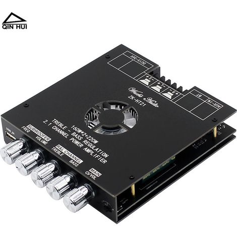 Module amplificateur numérique Bluetooth 2.1 canaux TDA7498E avec réglage des hautes et basses fréquences, subwoofer 160 W x 2 + amplificateur 220 W