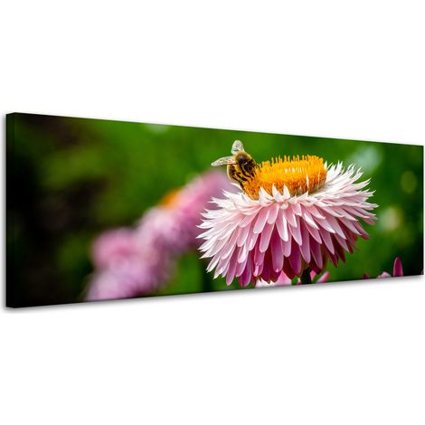 Lienzo impreso Abeja sobre una margarita 120x40 cm
