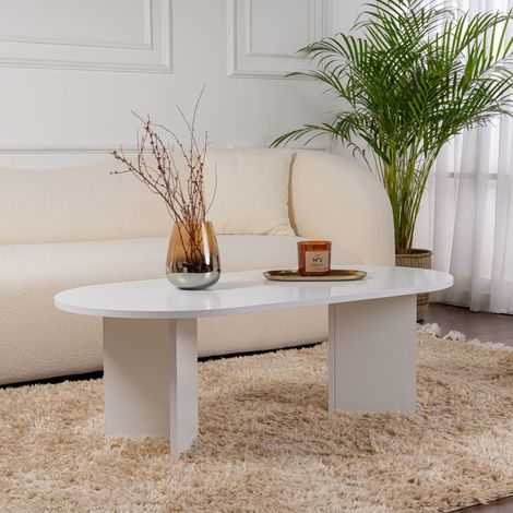 Tavolino ovale effetto travertino 119x60cm AZOS