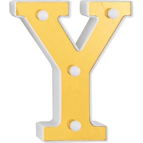 Lampe de nuit LED 3D avec 26 lettres lumineuses de l'alphabet, enseigne lumineuse pour mariage, anniversaire - Y- (1/5)