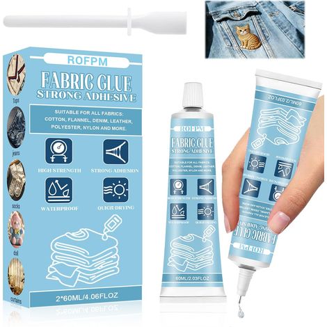 Colle Textile Permanente Résiste Lavage, Colle Pour Tissu Couture Extra Forte, Transparente, Coudre, Cuir, Jeans, Tissus et Textiles, Liquide Sew Glue (1/5)