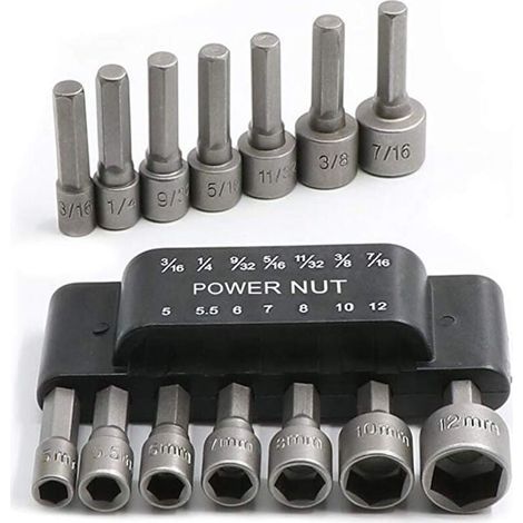 Ensemble de 14 forets pour tournevis à écrou électrique, adaptateur de douille hexagonale 1/4" Kit d'outils de réparation pour tournevis à boulon (1/5)