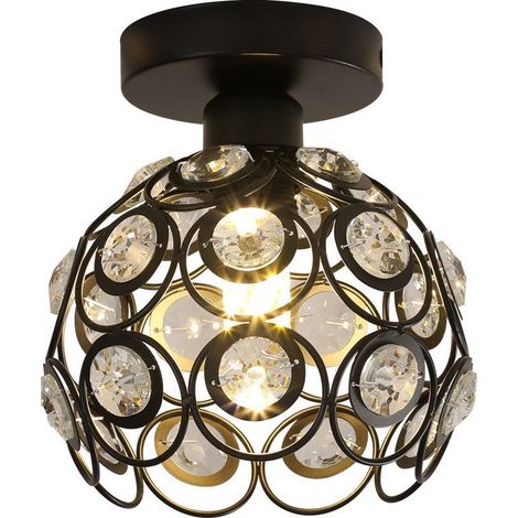 Plafonnier moderne en cristal noir, suspension encastrée E27, pour salon, véranda (1/4)