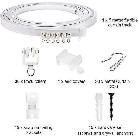 Rail de plafond flexible de 1 à 5 mètres pour rideaux, rail de plafond flexible pour rideaux 1 m (1/4)