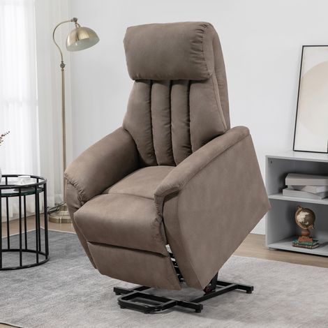Poltrona Alzapersona Reclinabile 150° max con Telecomando e Poggiapiedi, 75x93x110 cm, Marrone (1/5)