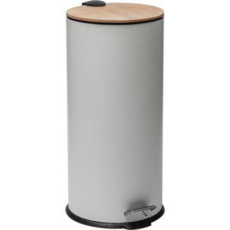 Atmosphera – Poubelle à pédale 30 litres – Couvercle en bambou – Seau amovible – Dimensions L. 29 x P. 36 x H. 65 cm – Design compact et hygiénique