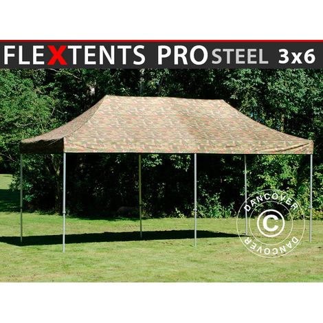 Pop up gazebo FleXtents PRO Steel 3x6 m Camouflage/Military