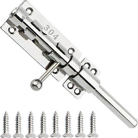 304 Stainless Steel Bolt, 200mm Door Latch, Sliding Bolt Door Latch with 6 Screws for Garden Gate, Shed (1/5)