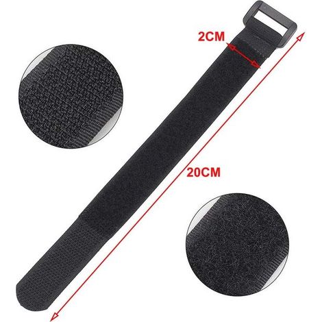 30 pezzi - Fascette per cavi in nylon con chiusura a strappo, nastri a strappo riutilizzabili, fascette per cavi multifunzionali con chiusura a strappo 20x2cm (nere) (1/4)