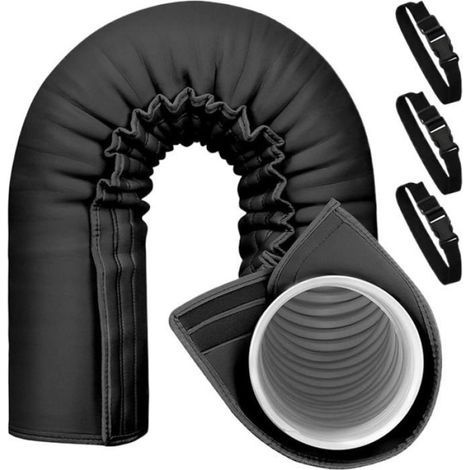 Protection de conduit pour climatiseur portable Isolation de conduit pour climatiseur – Pack triple isolation réglable pour intérieur et extérieur – Diamètres 13 cm et 15 cm, noir-Chrom (1/5)