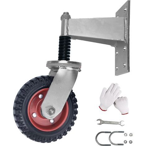 Heavy Duty Gate Wheels With Shock Springs,8 Inch Gate Caster,600lb Sliding Door Caster With Key And 360° Swivel Screws,Rubber And Steel,For Wood And Metal Doors (1/5)