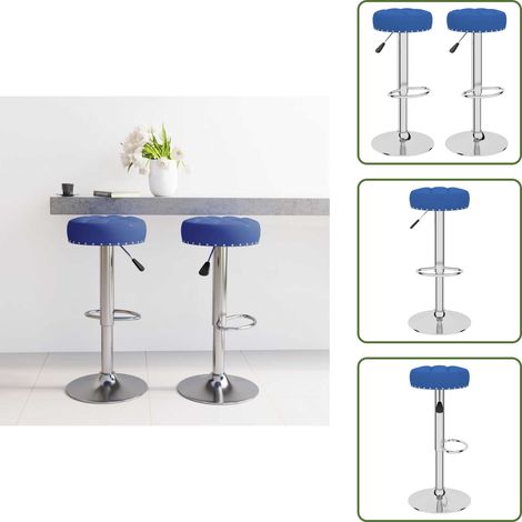 Tabourets de bar lot de 2 bleu tissu - Tabouret De Bar - Tabourets De Bar - Chaise De Comptoir - Chaises De Comptoir (1/5)