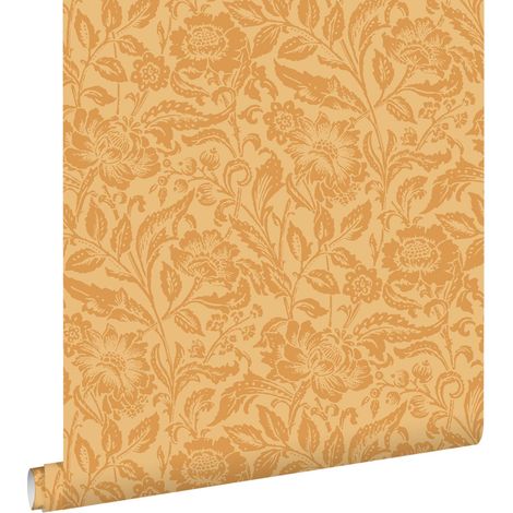 papier peint fleurs vintage orange - ESTAhome (1/5)