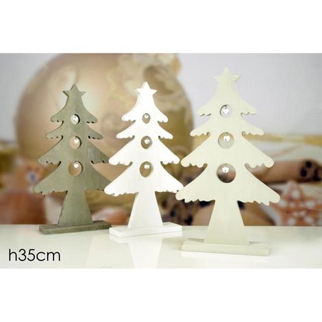 Albero di natale in legno per addobbi natalizi decorazioni per casa e vetrina 35 cm (1/5)