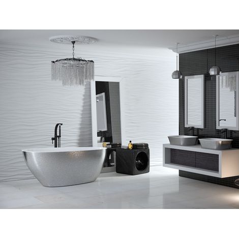 Baignoire îlot Glam chrome avec bonde chrome GOYA 142x62 (1/4)