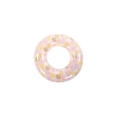 Aufblasbare Poolmatte, 35-Zoll-PVC-Schlauch, perfekt für Strand, Partys und Urlaub, mit gelbem Muschelmuster. (1/5)