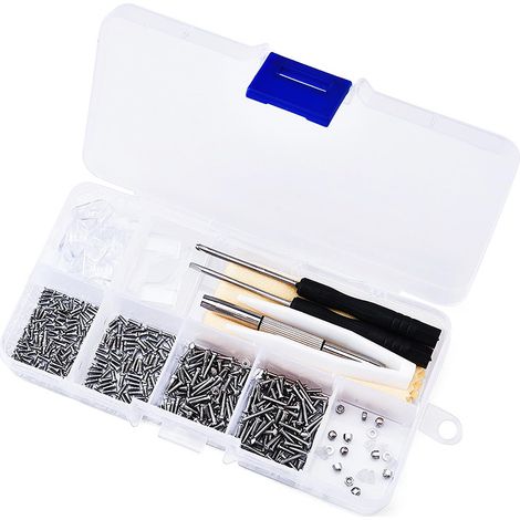 Kit de Réparation de Lunettes, 1000 pièces Vis et écrous Kit avec Mini Tournevis et Brucelles, Pour Lunettes, Lunettes de Soleil, Bijoux, Montre (1/5)