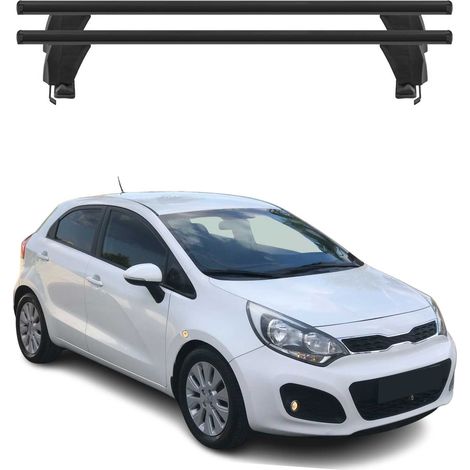 OMAC Dachträger Querträger Alu für Kia Rio III Schrägheck 2011-2017 – Abschließbar – T-Nut – City-Crash-getestet – Max. 50 kg Schwarz (1/5)