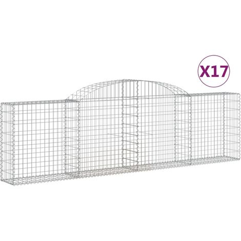 Paniers à gabions arqués 17 pcs  Mur en gabion 300x30x80/100 cm fer galvanisé