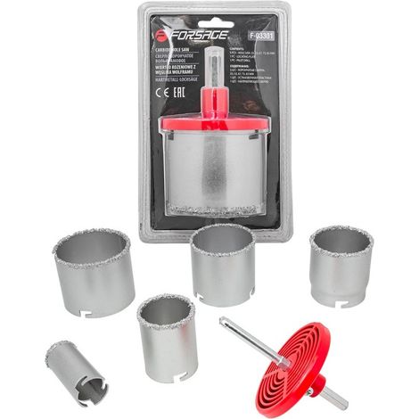 Kernbohrer-Set für Porzellanfliesen, 7-teilig, 33, 53, 67, 73, 83 mm (1/2)