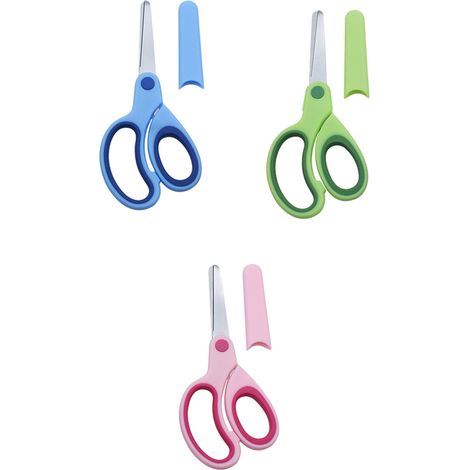 3 ciseaux pour enfants, lames en acier inoxydable, pointe fine, poignée ergonomique souple, 15 cm, pour école et loisirs créatifs (1/5)