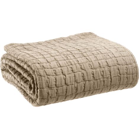 VIVARAISE - Jeté de lit Swami en coton 100% - Taille 180 x 260 cm - Couleur Muscade - Vivaraise